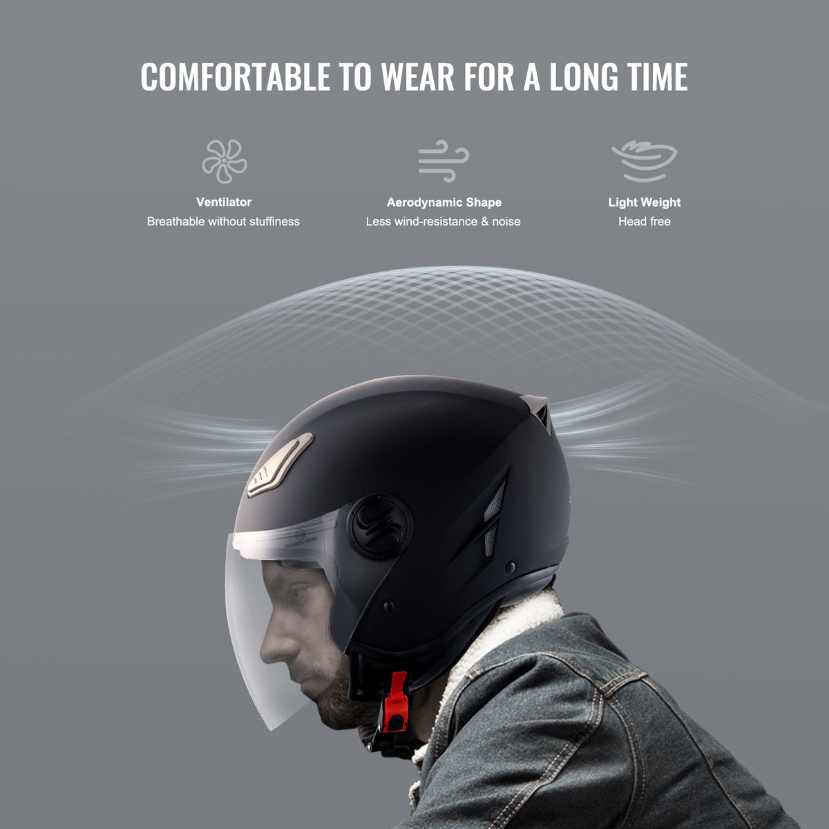 Motorcycle Helmet 3/4-Face ABS Smart Street Bluetooth Slot Size S