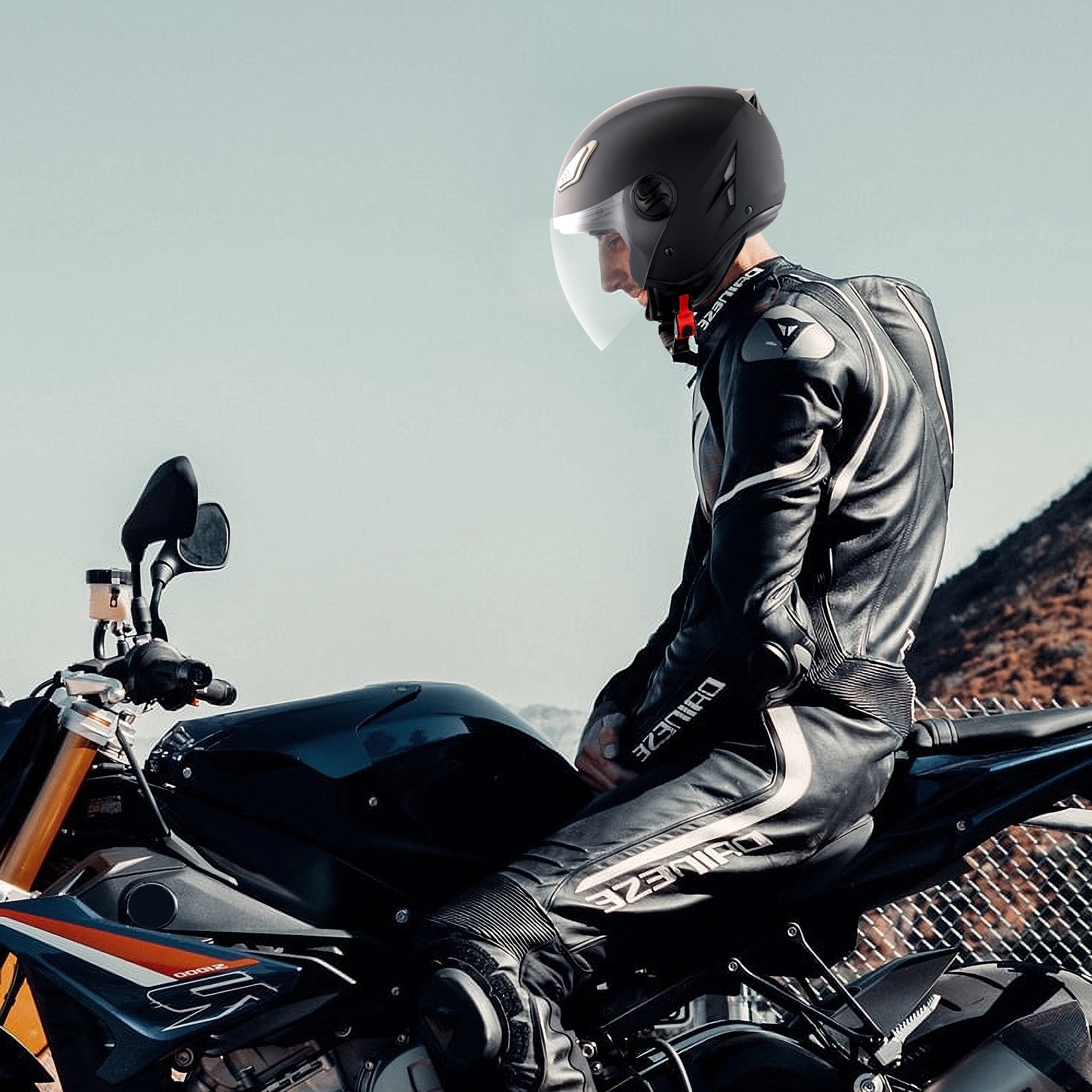 Motorcycle Helmet 3/4-Face ABS Smart Street Interchangeable Lens Size XL