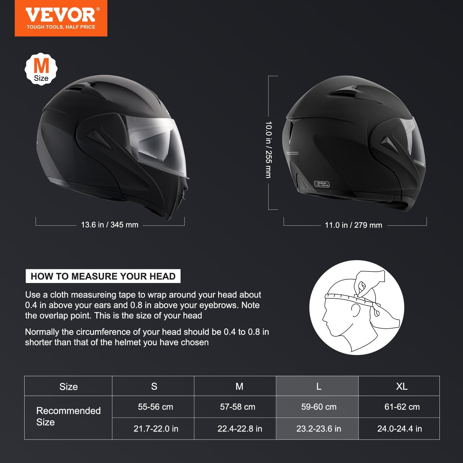 Motorcycle Helmet ABS Smart Street Bluetooth Slot DOT Approved Size L