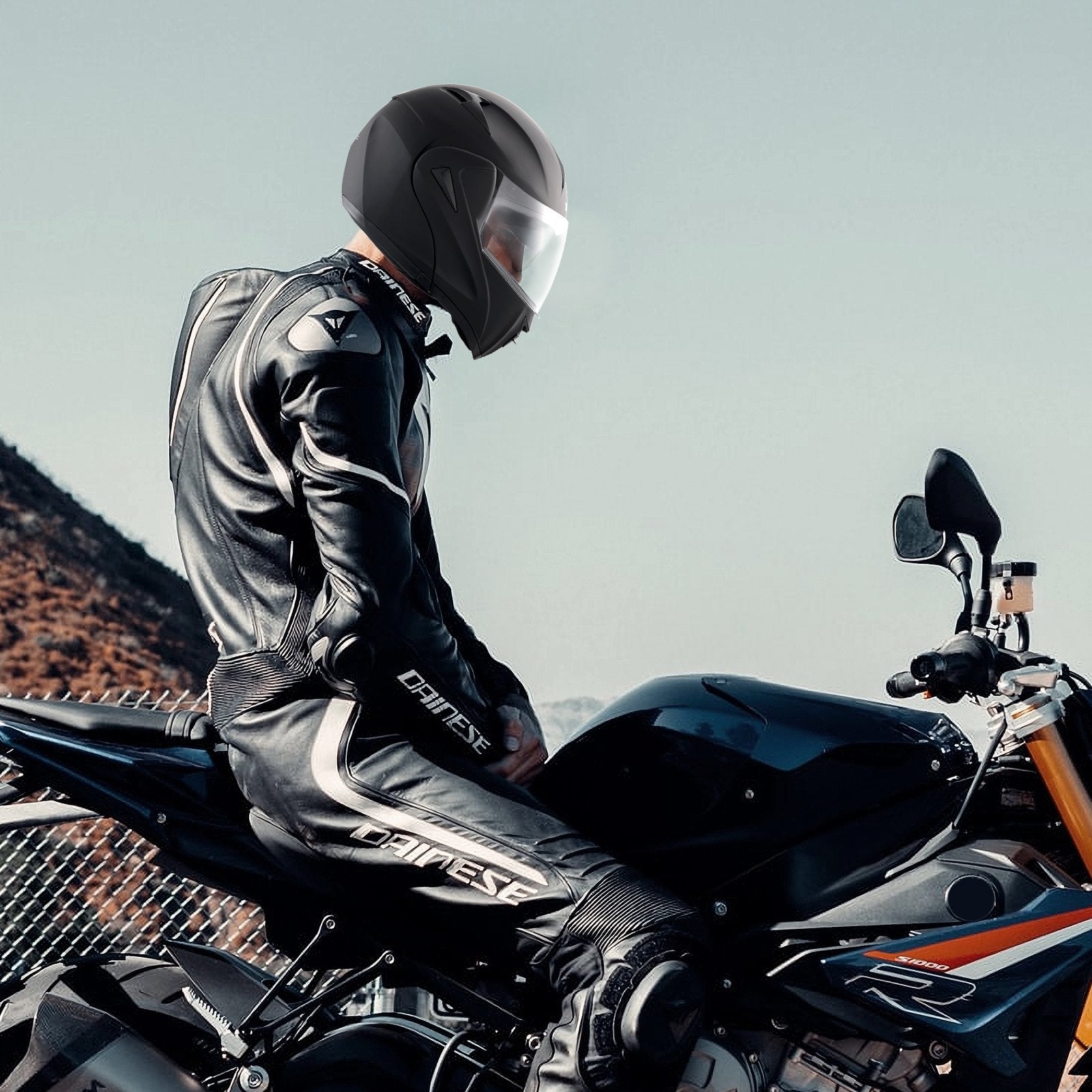 Motorcycle Helmet ABS Smart Street Bluetooth Slot DOT Approved Size L