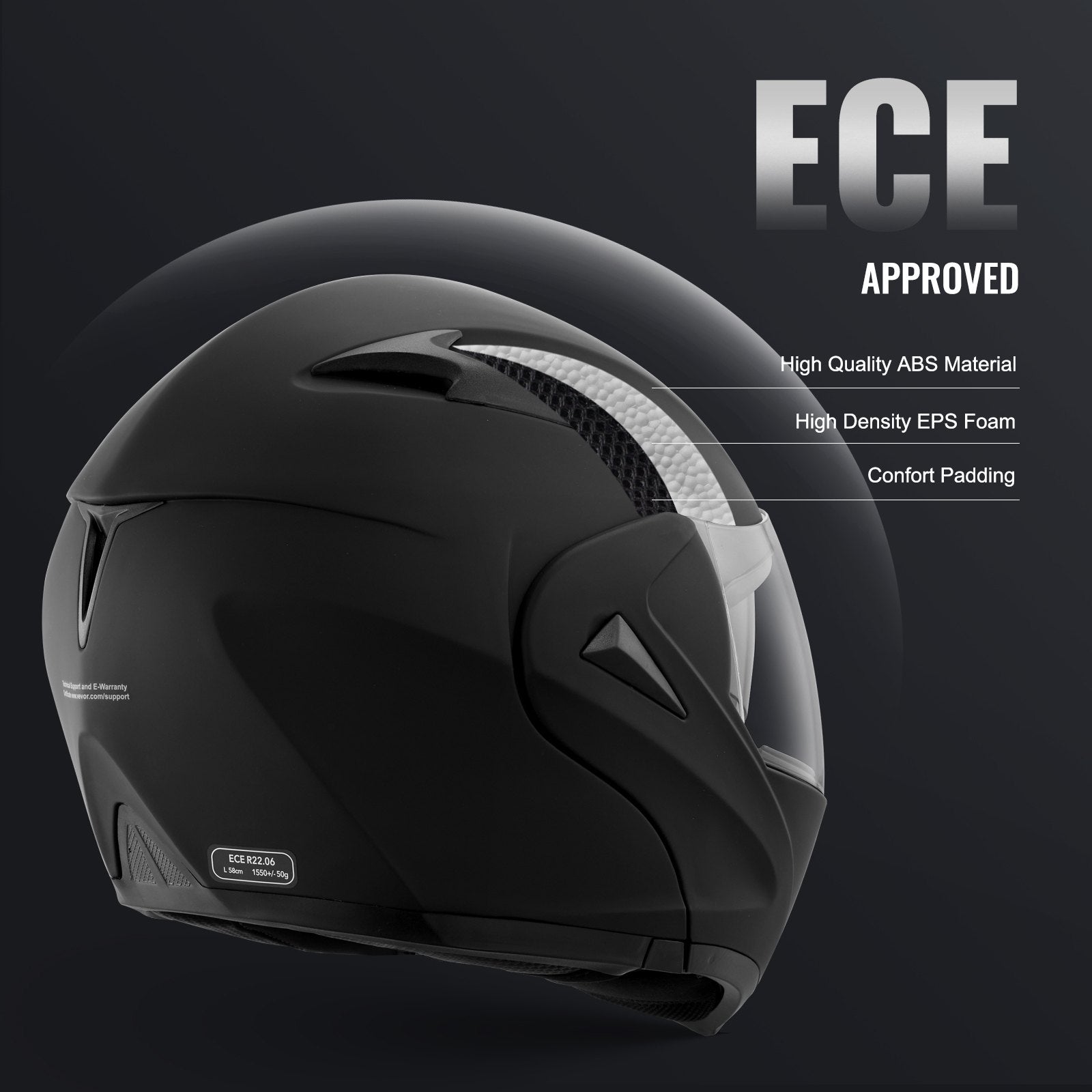 Motorcycle Helmet ABS Smart Street Bluetooth Slot DOT Approved Size M