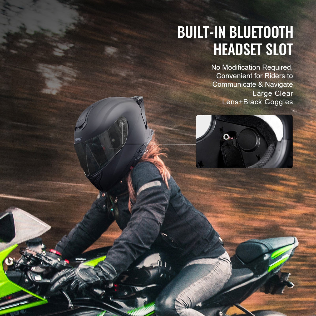 Motorcycle Helmet Full Face Smart ABS Bluetooth Slot Interchangeable Street DOT