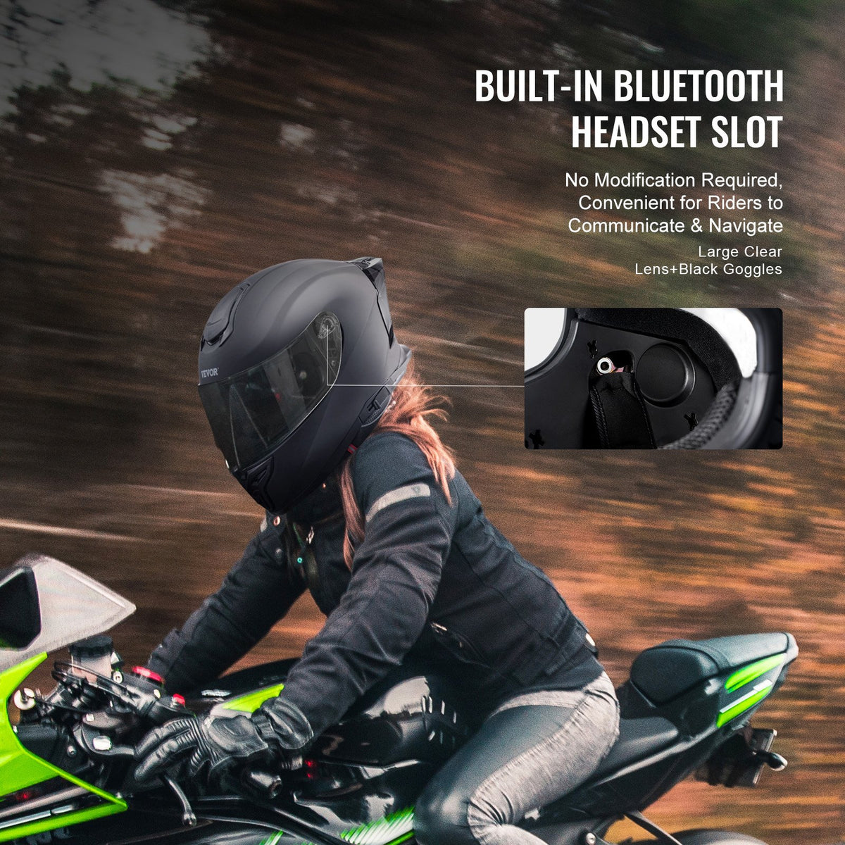 Motorcycle Helmet Full Face Smart ABS Bluetooth Slot Interchangeable DOT