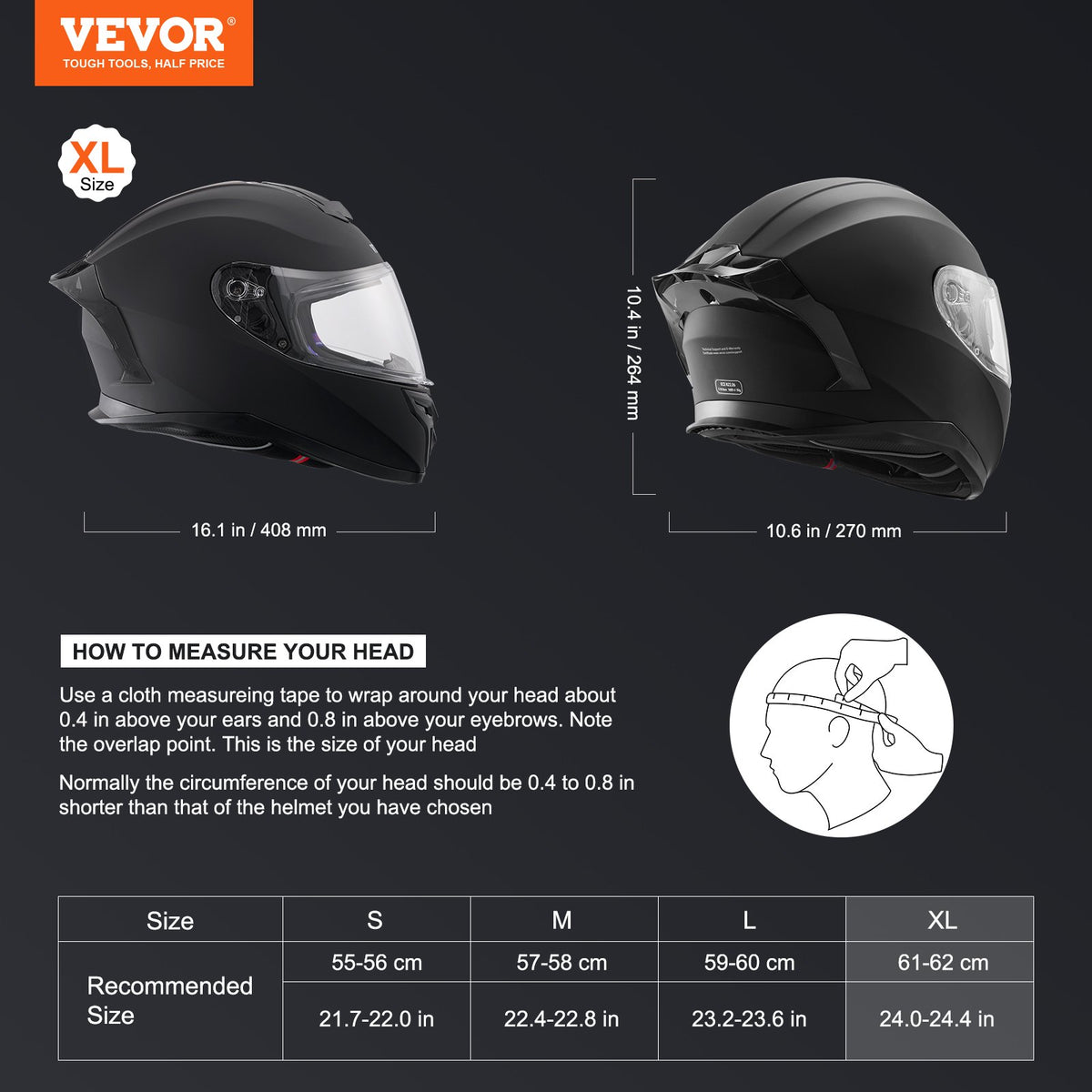 Motorcycle Helmet Full Face ABS Smart Street Bluetooth Slot Size XL
