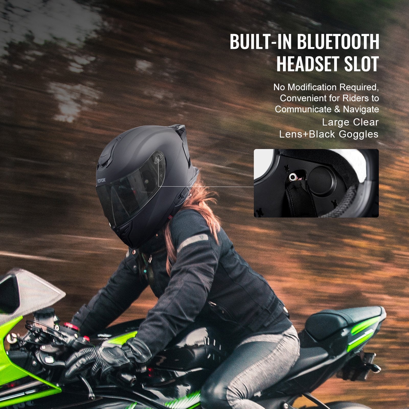 Motorcycle Helmet Full Face ABS Smart Street Bluetooth Slot Size XL