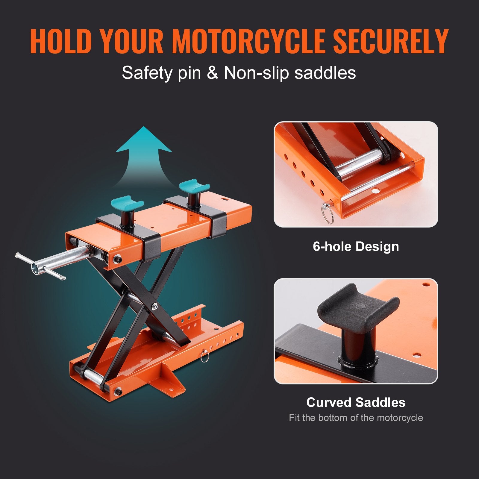 Motorcycle Center Scissor Lift Jack 500KG with Saddle Safety Pin Street Bikes
