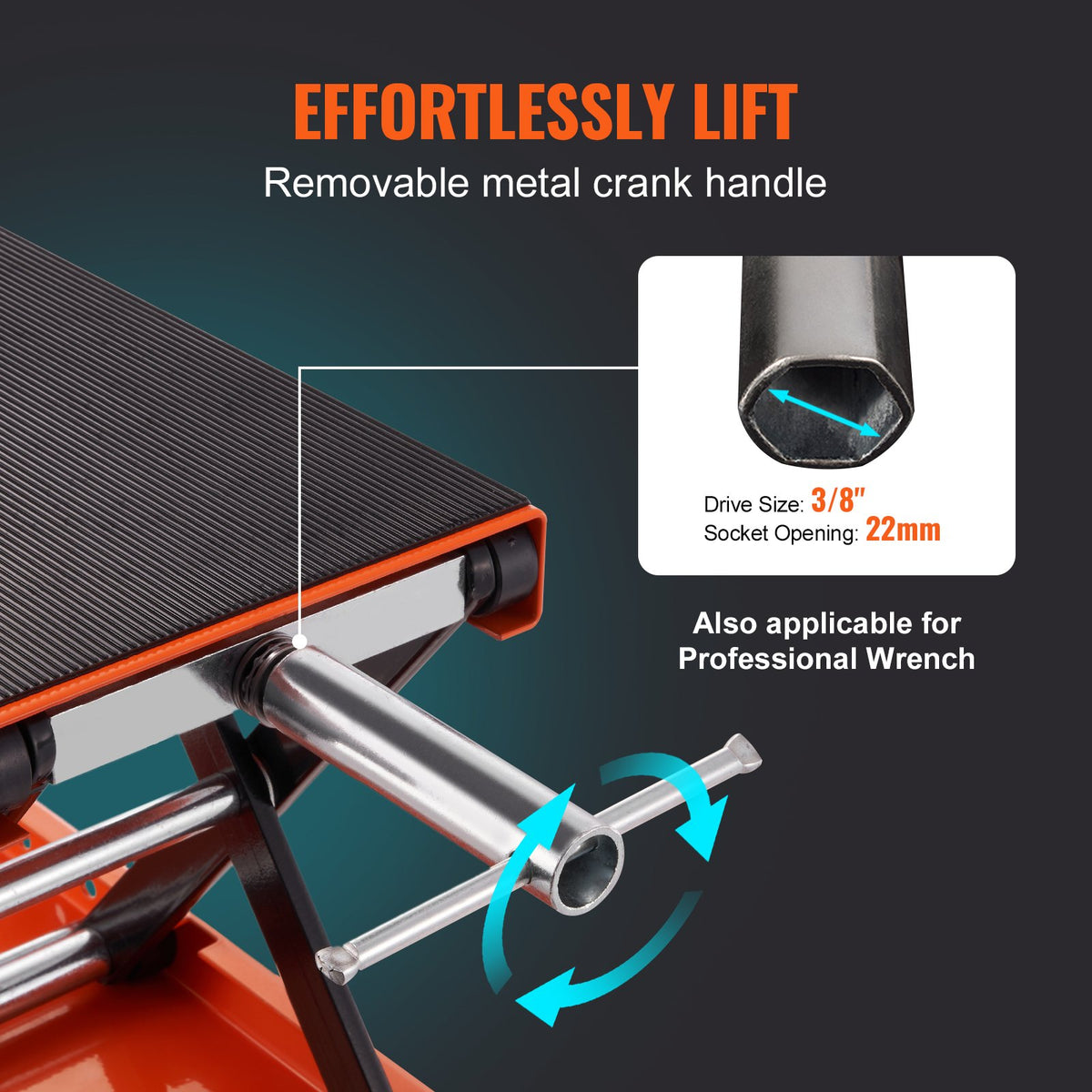 Motorcycle Scissor Lift Jack 500KG Wide Deck Safety Pin Street Cruiser Bikes