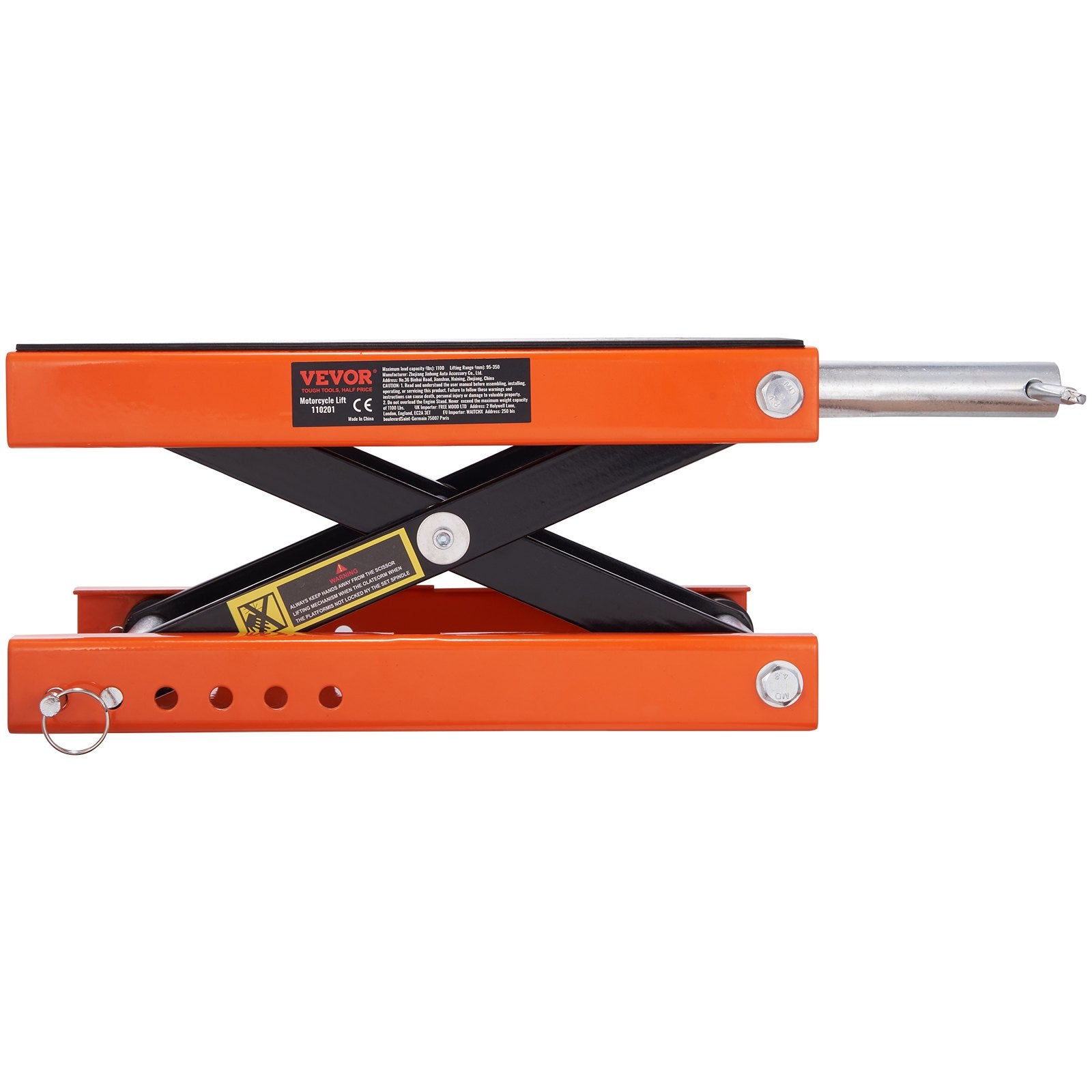 Motorcycle Scissor Lift Jack 500KG Wide Deck Safety Pin Street Cruiser Bikes