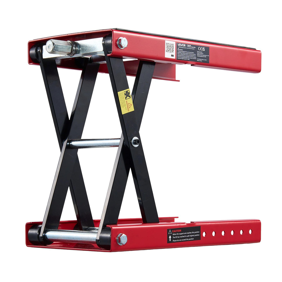 Motorcycle Lift 499kg Scissor Jack Wide Deck Lock Pin 95-340mm Steel Red Black