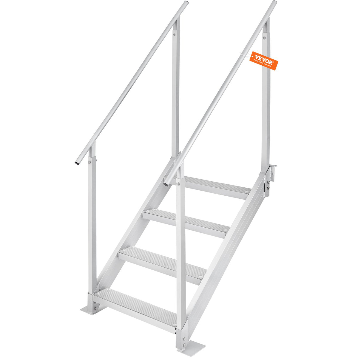 4-Step Aluminum Dock Ladder, 227 kg Capacity, Adjustable 30"-38" Height, Nonslip