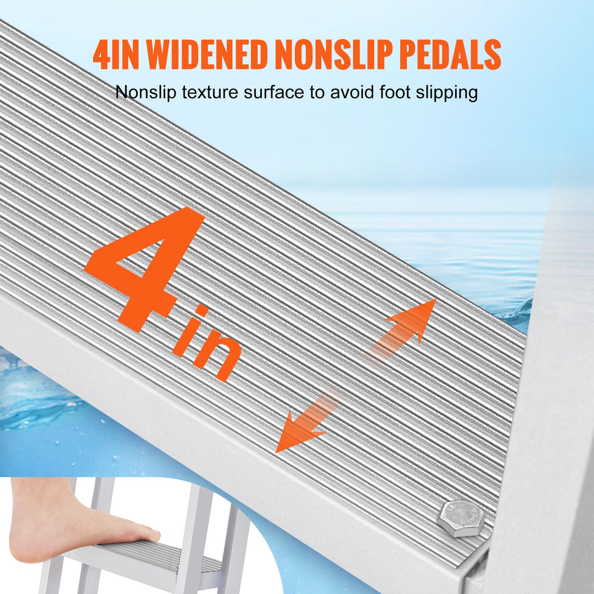 Removable 5-Step Dock Ladder, 159 kg Capacity, Wide Nonslip Steps for Boats