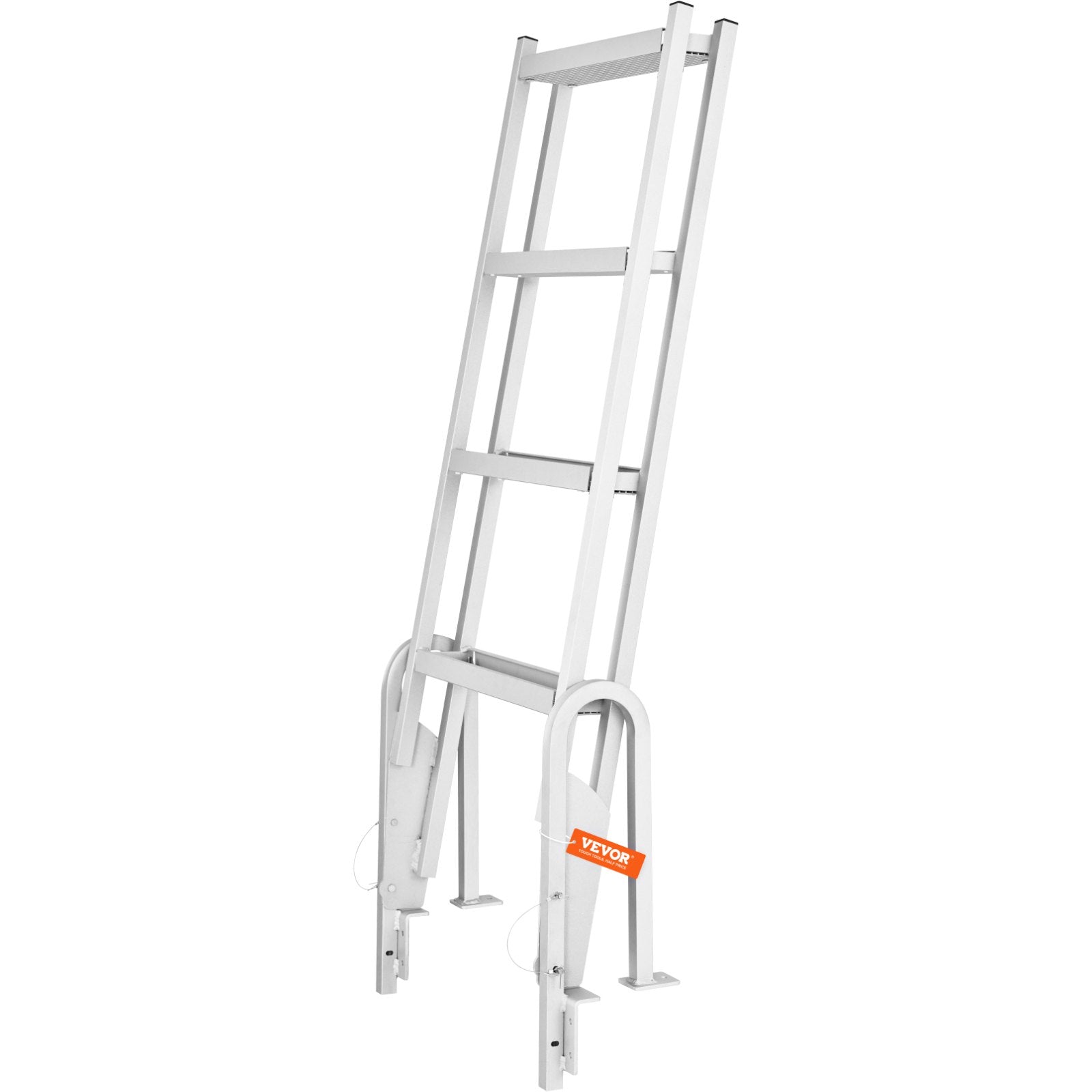 Flip-Up 4-Step Aluminum Dock Ladder, 159 kg Capacity, Nonslip Wide Steps