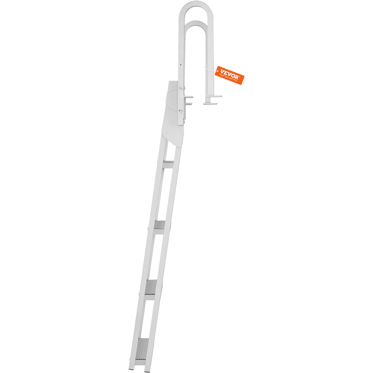 Flip-Up 4-Step Aluminum Dock Ladder, 159 kg Capacity, Nonslip Wide Steps