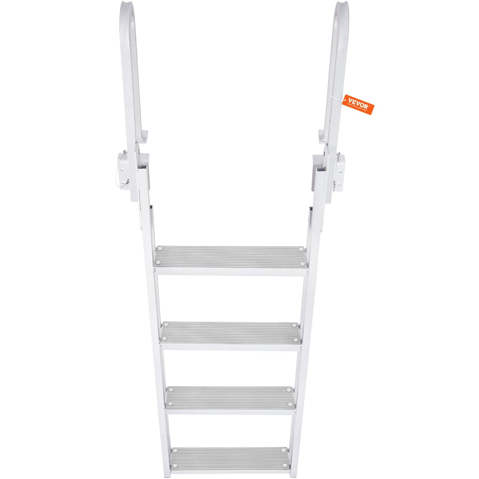 Flip-Up 4-Step Aluminum Dock Ladder, 159 kg Capacity, Nonslip Wide Steps