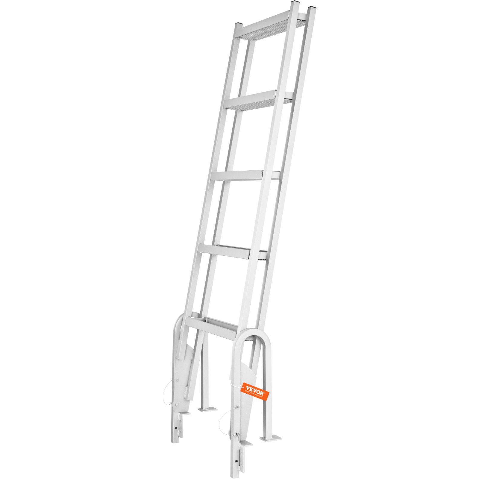 Flip-Up 5-Step Aluminum Dock Ladder, 350 lbs Capacity, Nonslip Rubber Steps