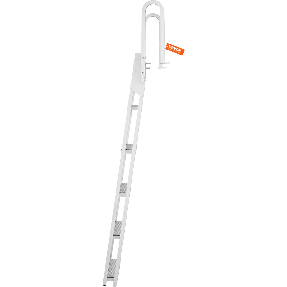 Flip-Up 5-Step Aluminum Dock Ladder, 350 lbs Capacity, Nonslip Rubber Steps