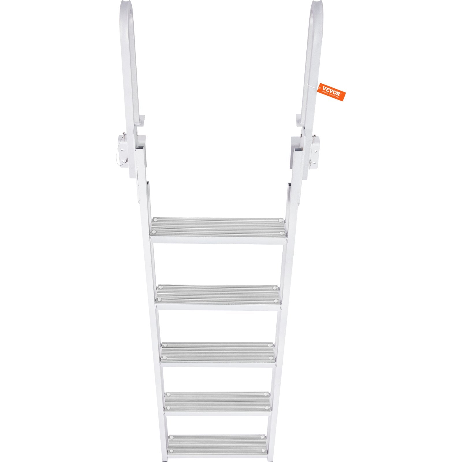 Flip-Up 5-Step Aluminum Dock Ladder, 350 lbs Capacity, Nonslip Rubber Steps