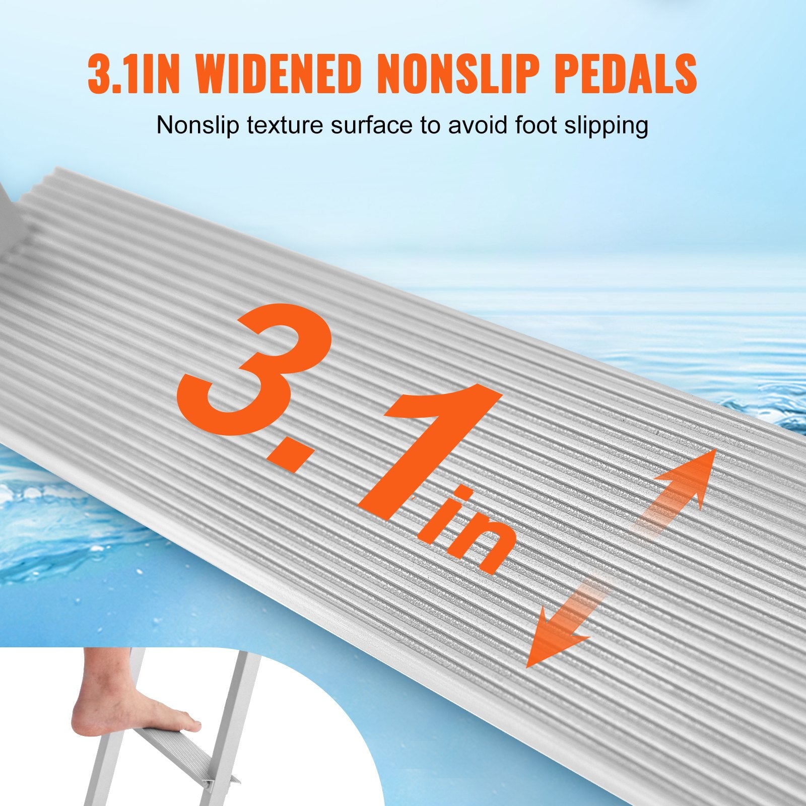 Removable 5-Step Aluminum Dock Ladder, 227 kg Capacity, Nonslip Rubber Steps