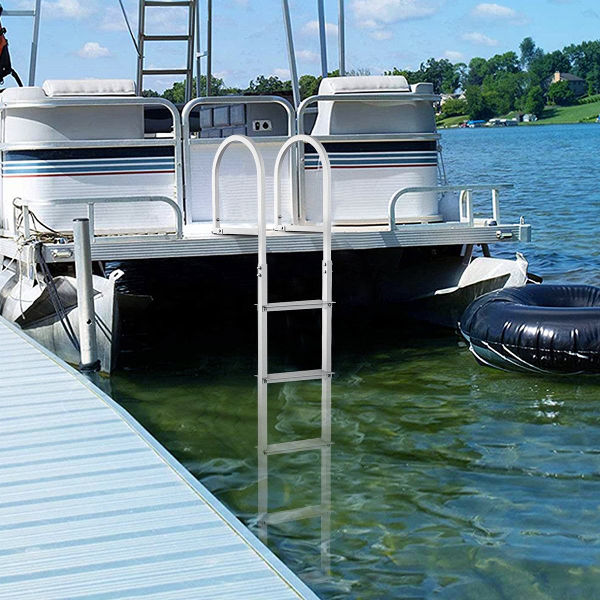 Removable 5-Step Aluminum Dock Ladder, 227 kg Capacity, Nonslip Rubber Steps