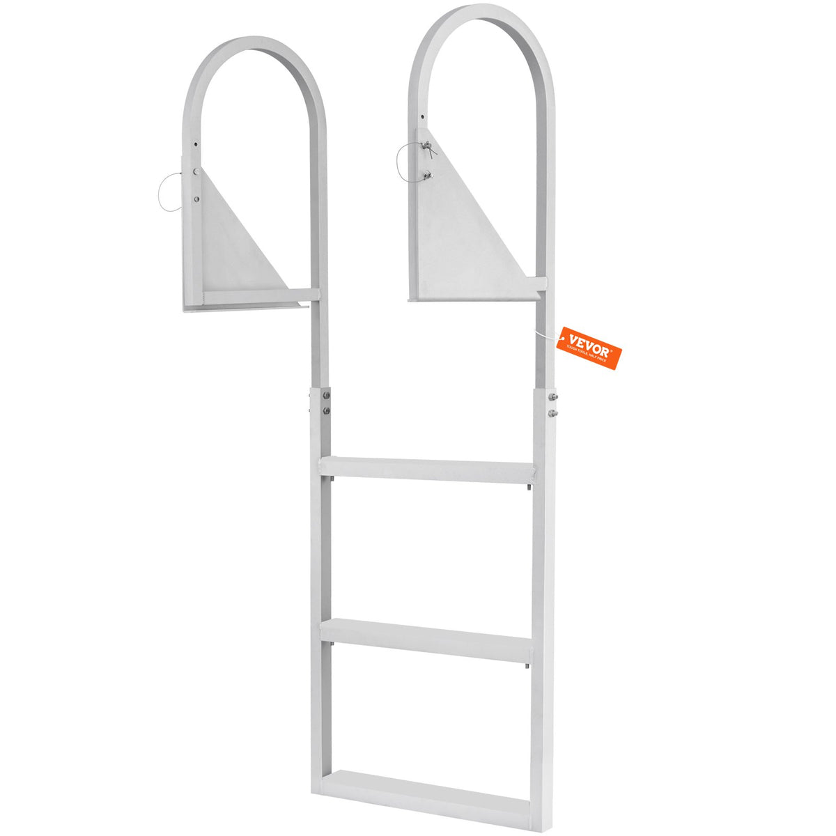 Flip-Up 3-Step Aluminum Dock Ladder, 159 kg Capacity, Nonslip Rubber Steps