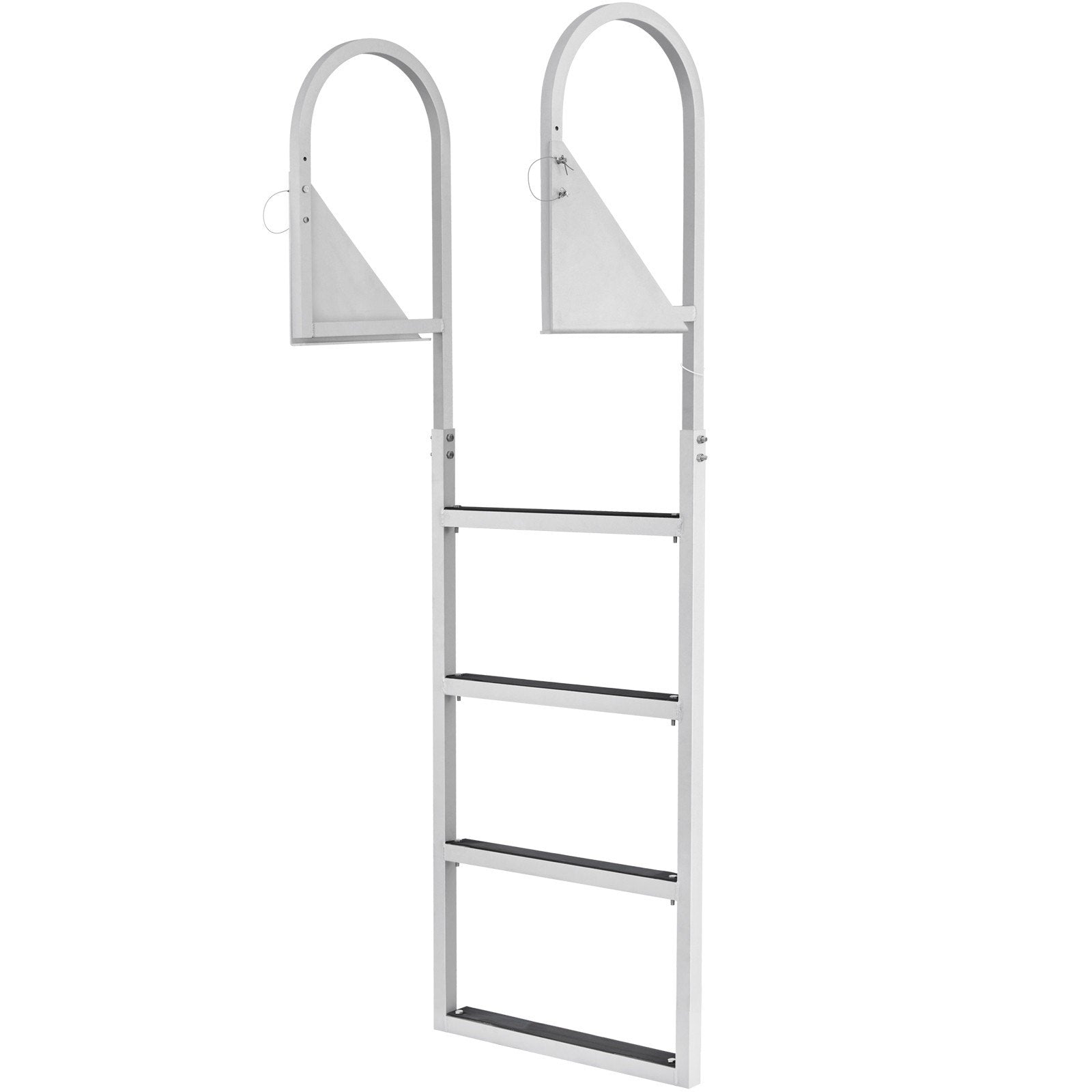 Flip-Up 4-Step Aluminum Dock Ladder, 158.8 kg Capacity, Nonslip Mat