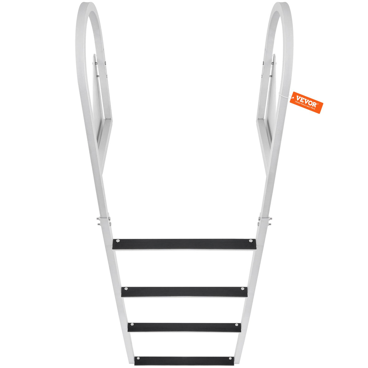 Flip-Up 4-Step Aluminum Dock Ladder, 158.8 kg Capacity, Nonslip Mat