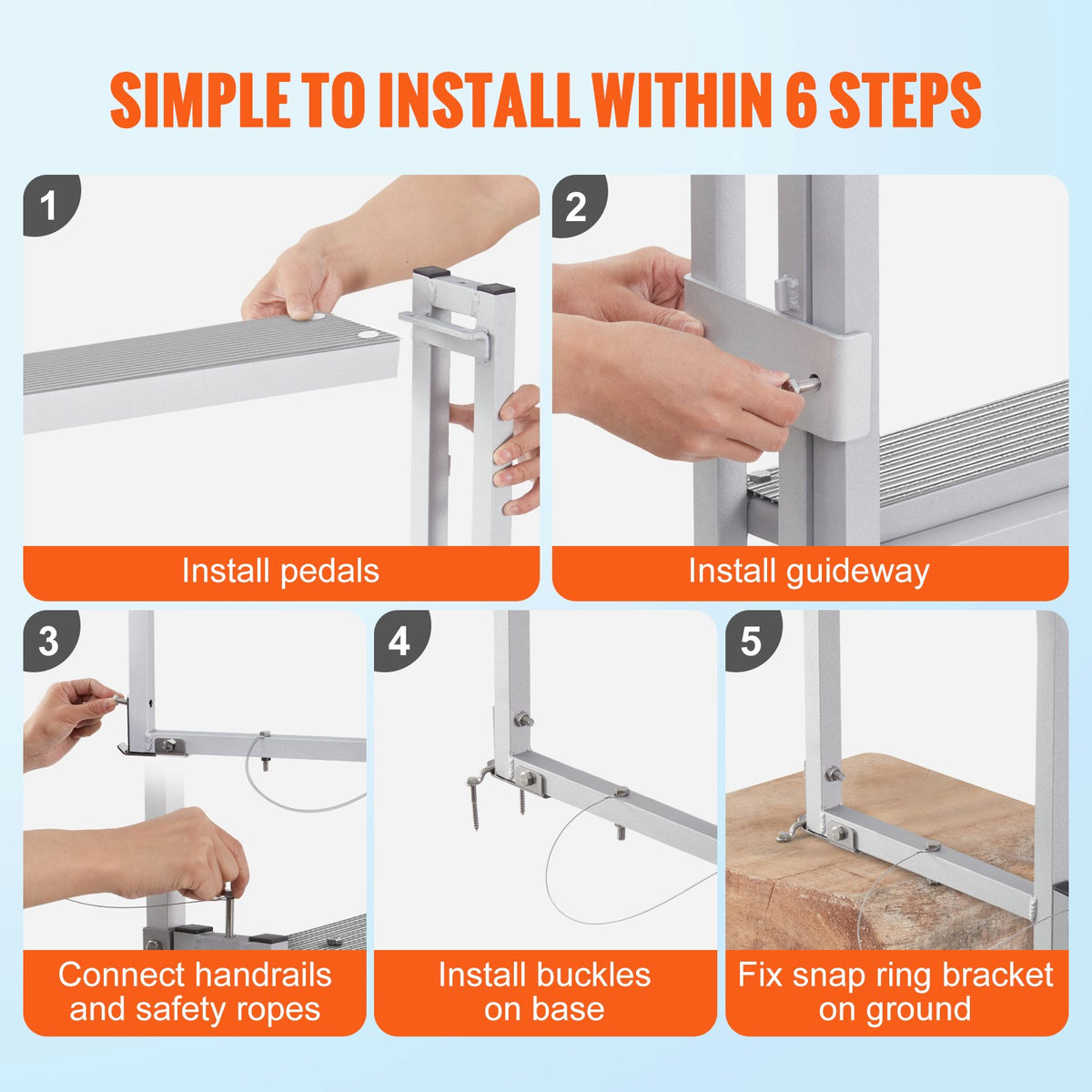 Retractable 5-Step Aluminum Dock Ladder, 350 lbs Capacity, Adjustable Height