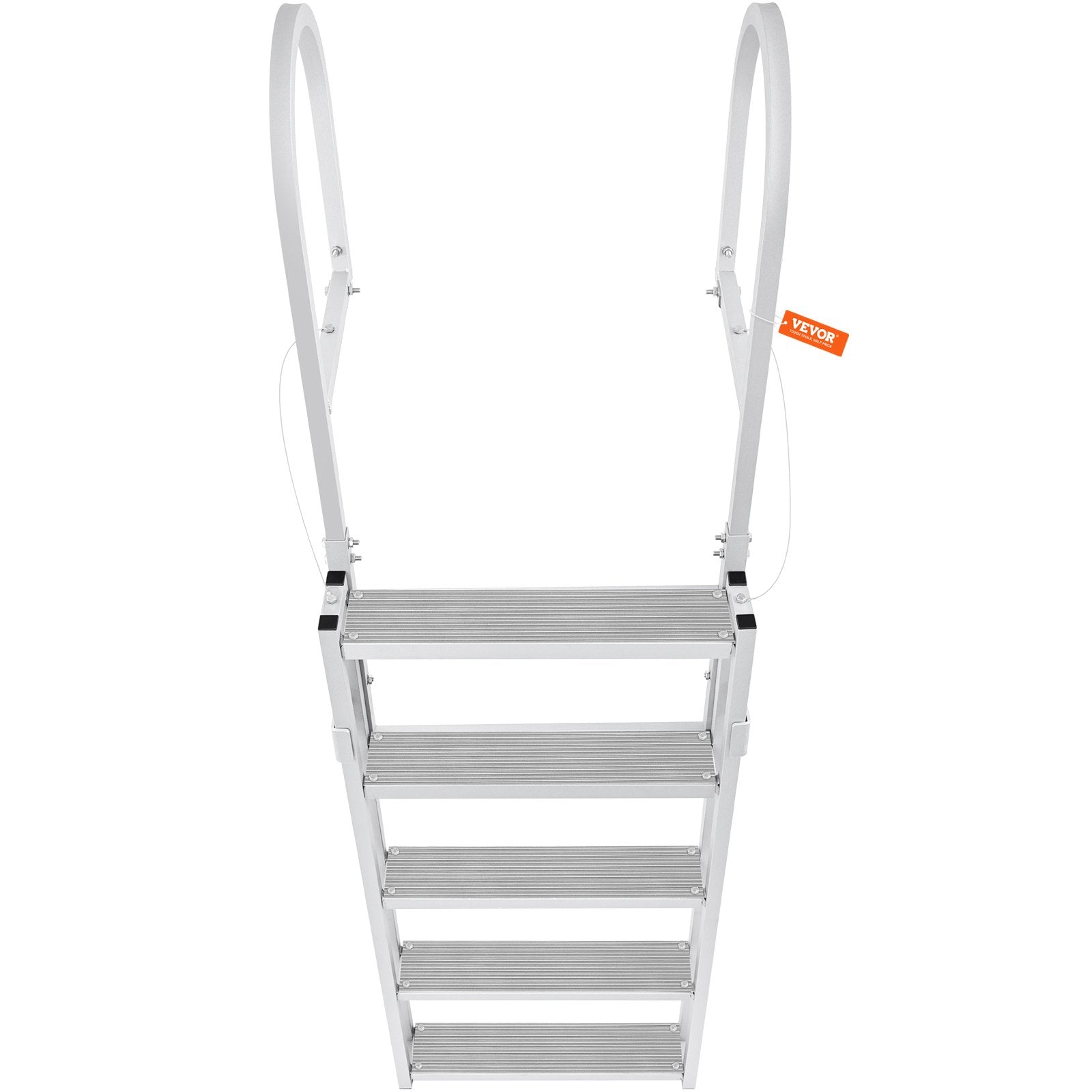 Retractable 5-Step Aluminum Dock Ladder, 350 lbs Capacity, Adjustable Height