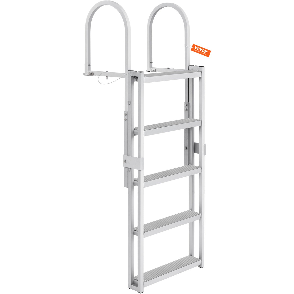 Retractable 5-Step Aluminum Dock Ladder, 350 lbs Capacity, Adjustable Height