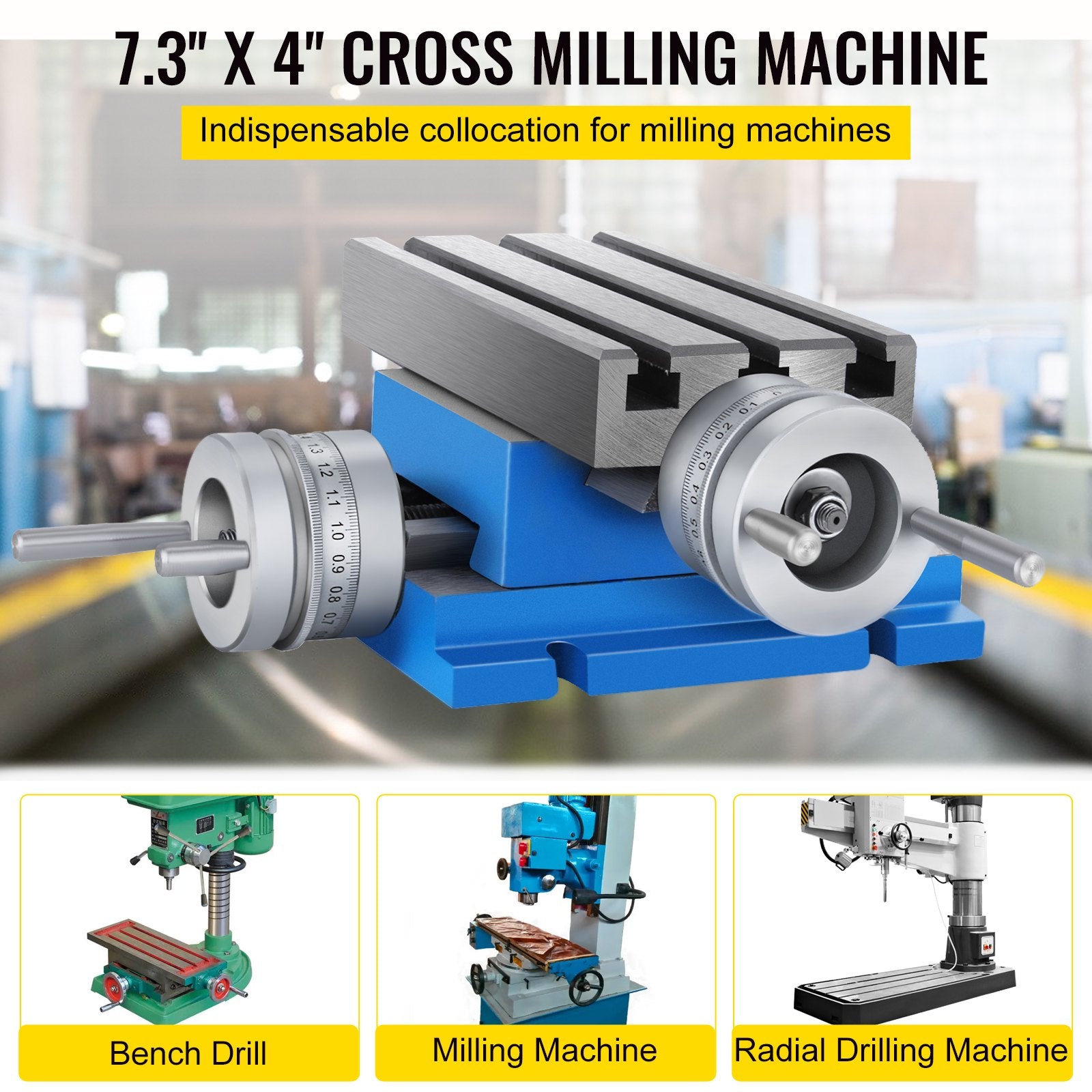 Milling Machine Cross Slide Worktable 4"x7.3", 2-Axis Compound Precision
