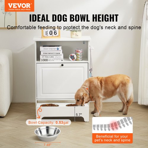 Pet Feeding Station with 2 Stainless Steel Bowls Elevated Small Dogs Feeder
