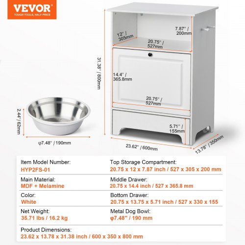 Pet Feeding Station with 2 Stainless Steel Bowls Elevated Small Dogs Feeder