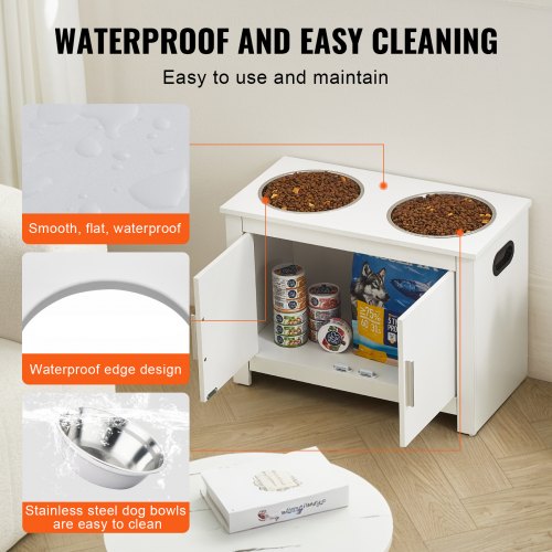 VEVOR Elevated Dog Bowls Pet Feeding Station with Storage Cabinet Modern
