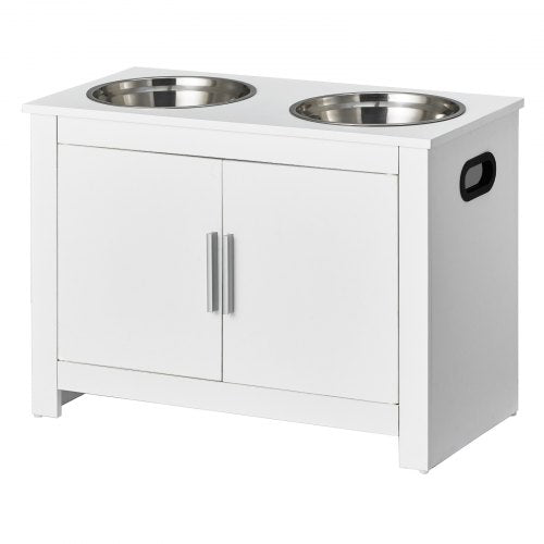VEVOR Elevated Dog Bowls Pet Feeding Station with Storage Cabinet Modern