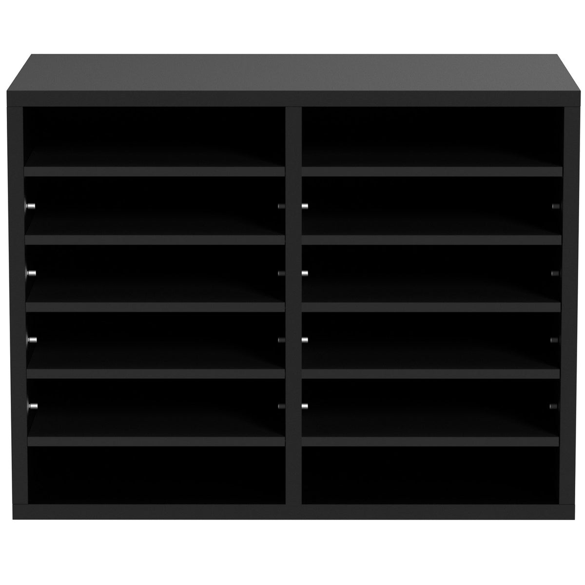 12-Compartment Wood Literature Organizer File Sorter w/ Removable Shelves Black