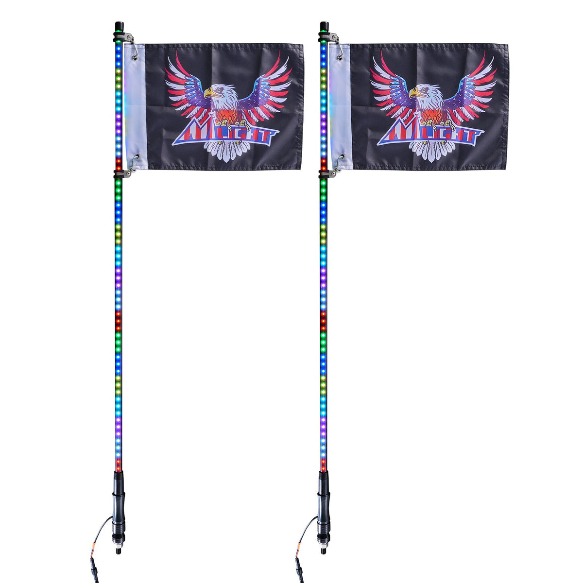 2PCS 3FT Whip Light RGB LED Waterproof with APP & RF Remote for UTV ATV