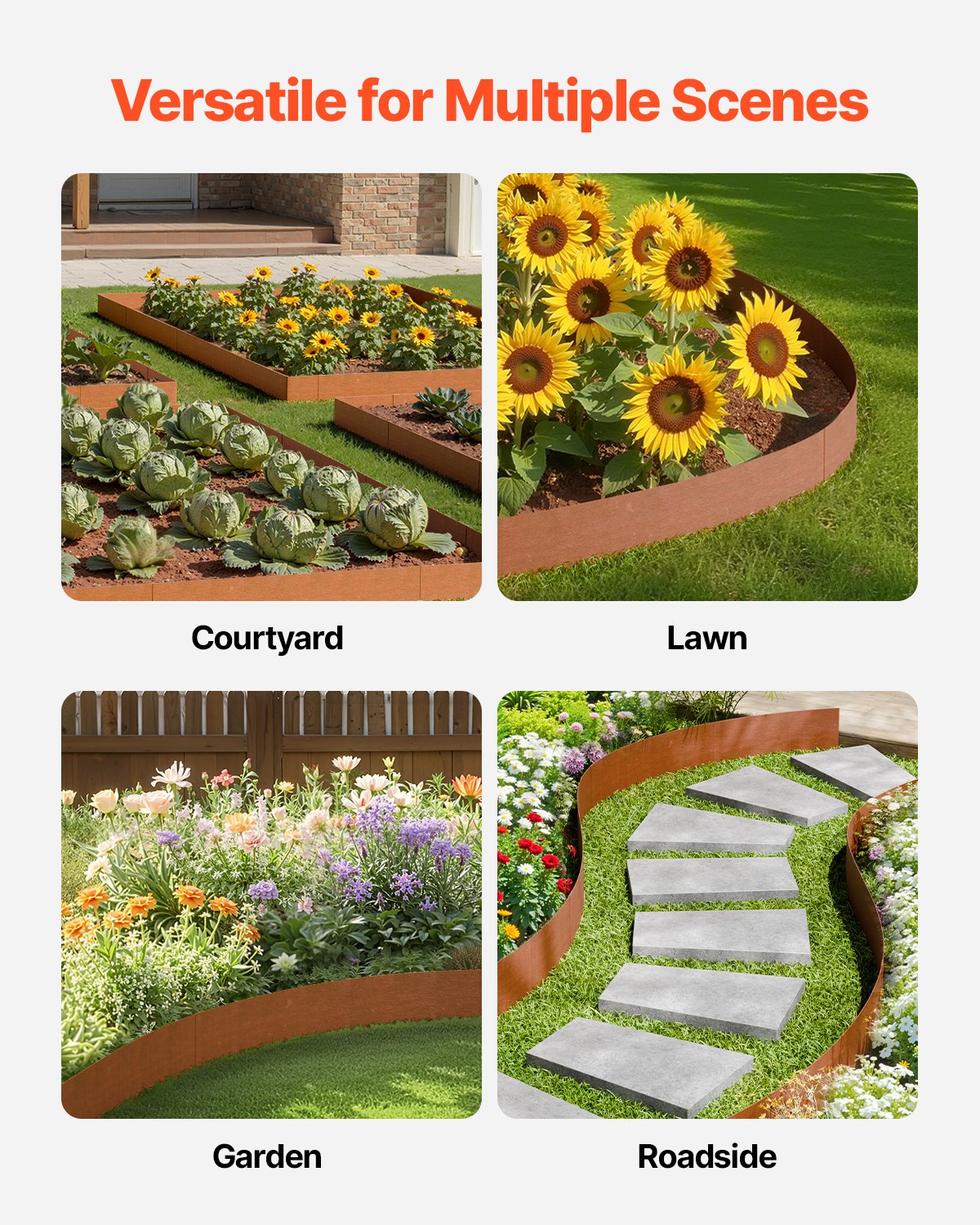 6 Pack Steel Landscape Edging 101.6 x 15.24cm Weather-Resistant