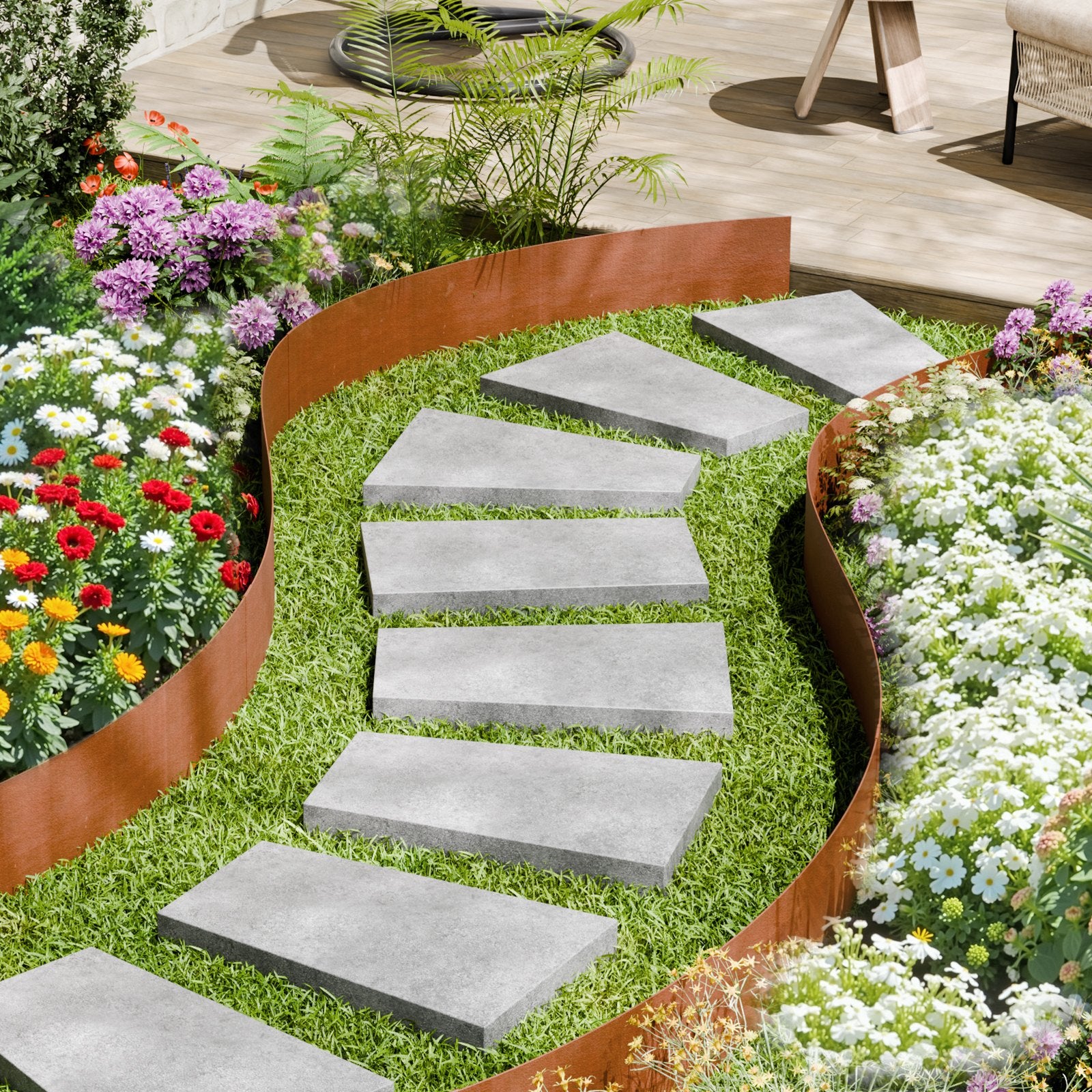 6 Pack Steel Landscape Edging 101.6 x 15.24cm Weather-Resistant