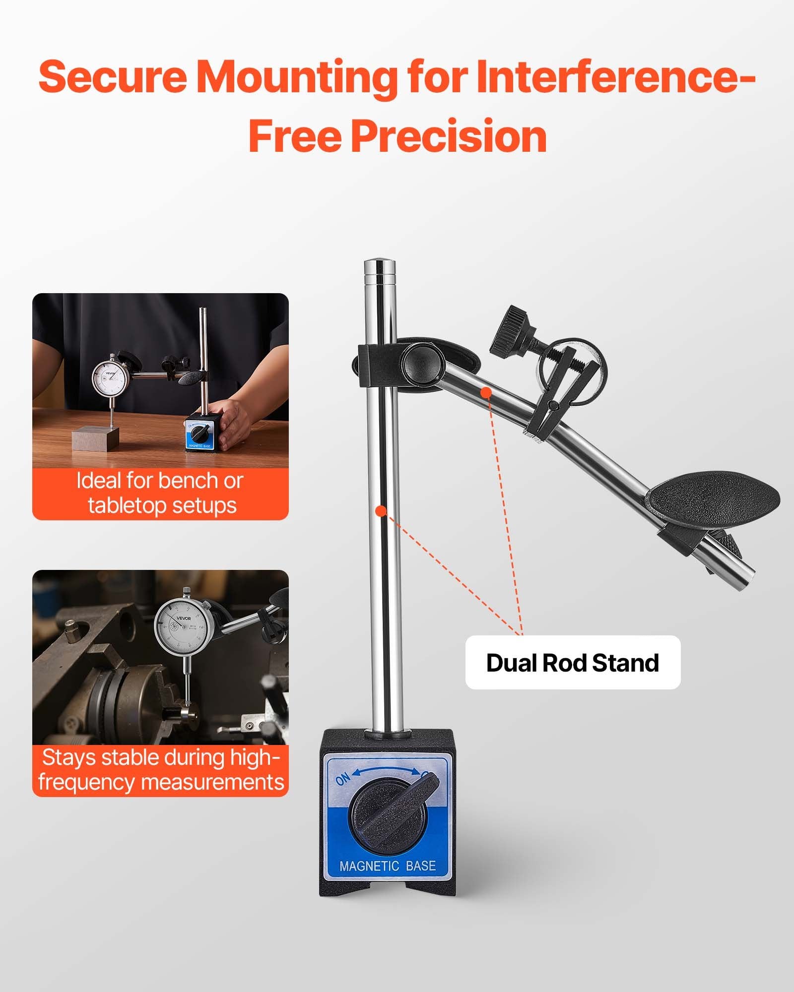 Dial Test Indicator 0.03mm 0-25.4mm Dual Rod Stand Case Machine Setup Gauge