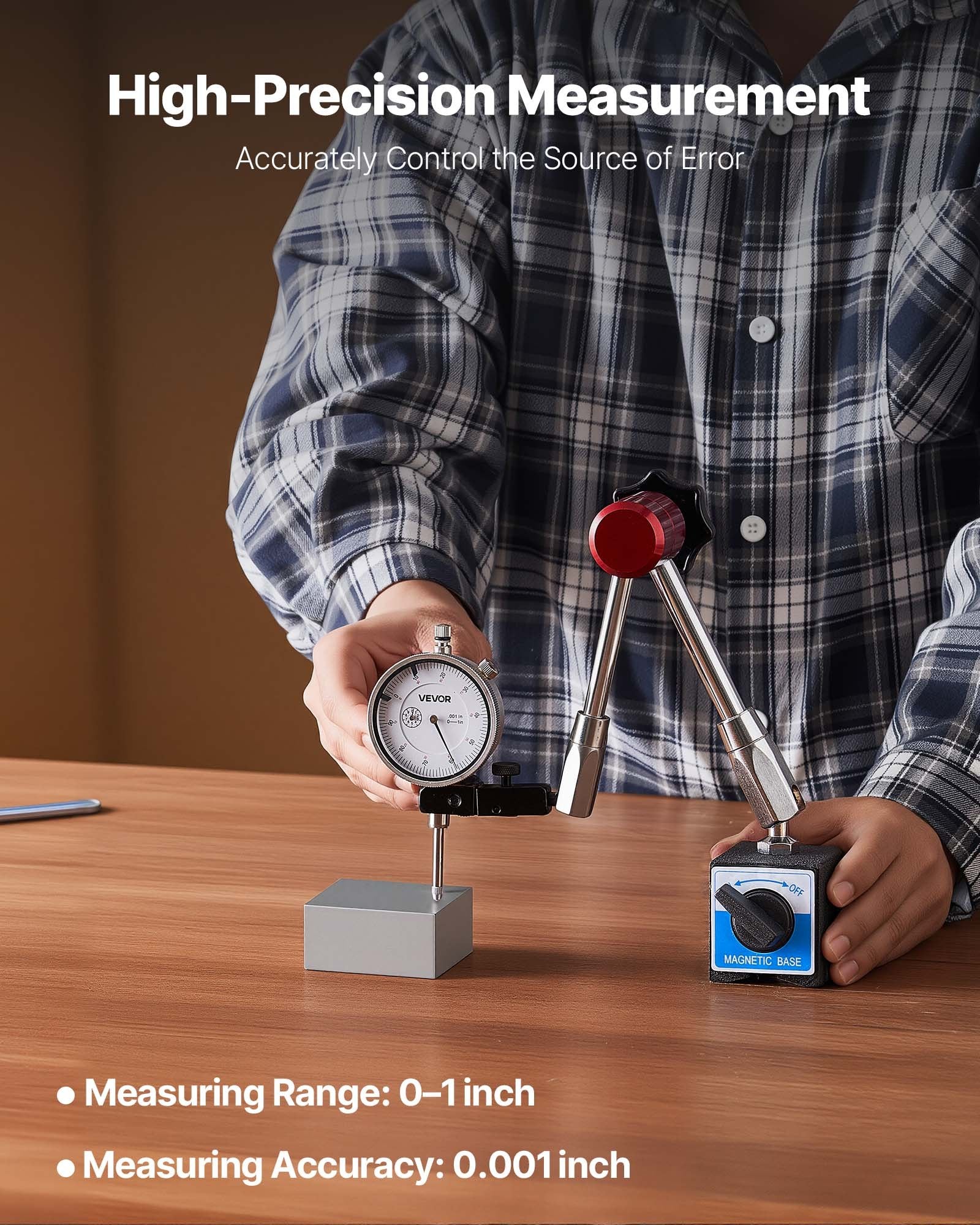 Dial Test Indicator with Magnetic Flexible Base with 0.03 mm Accuracy
