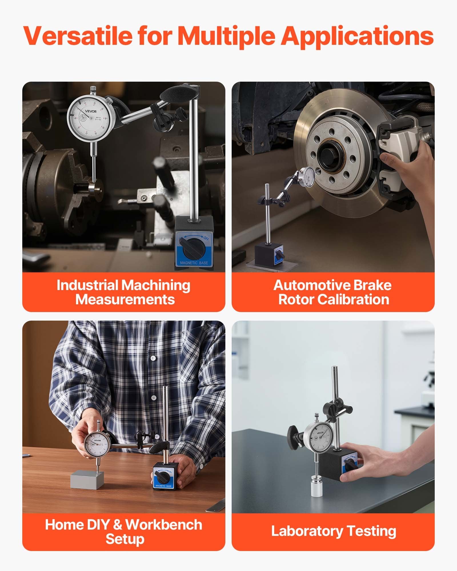 Dial Test Indicator 0.03mm Accuracy 0-25.4mm Range Large Dial Precision
