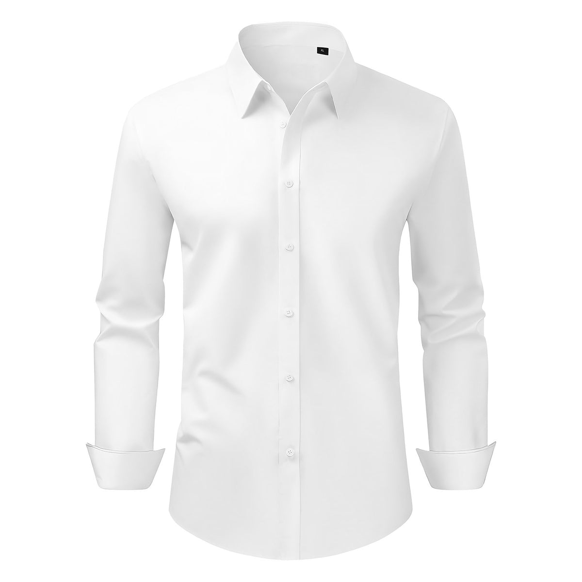Men's Long Sleeve Wrinkle-Free Button Down Shirt Slim Fit White