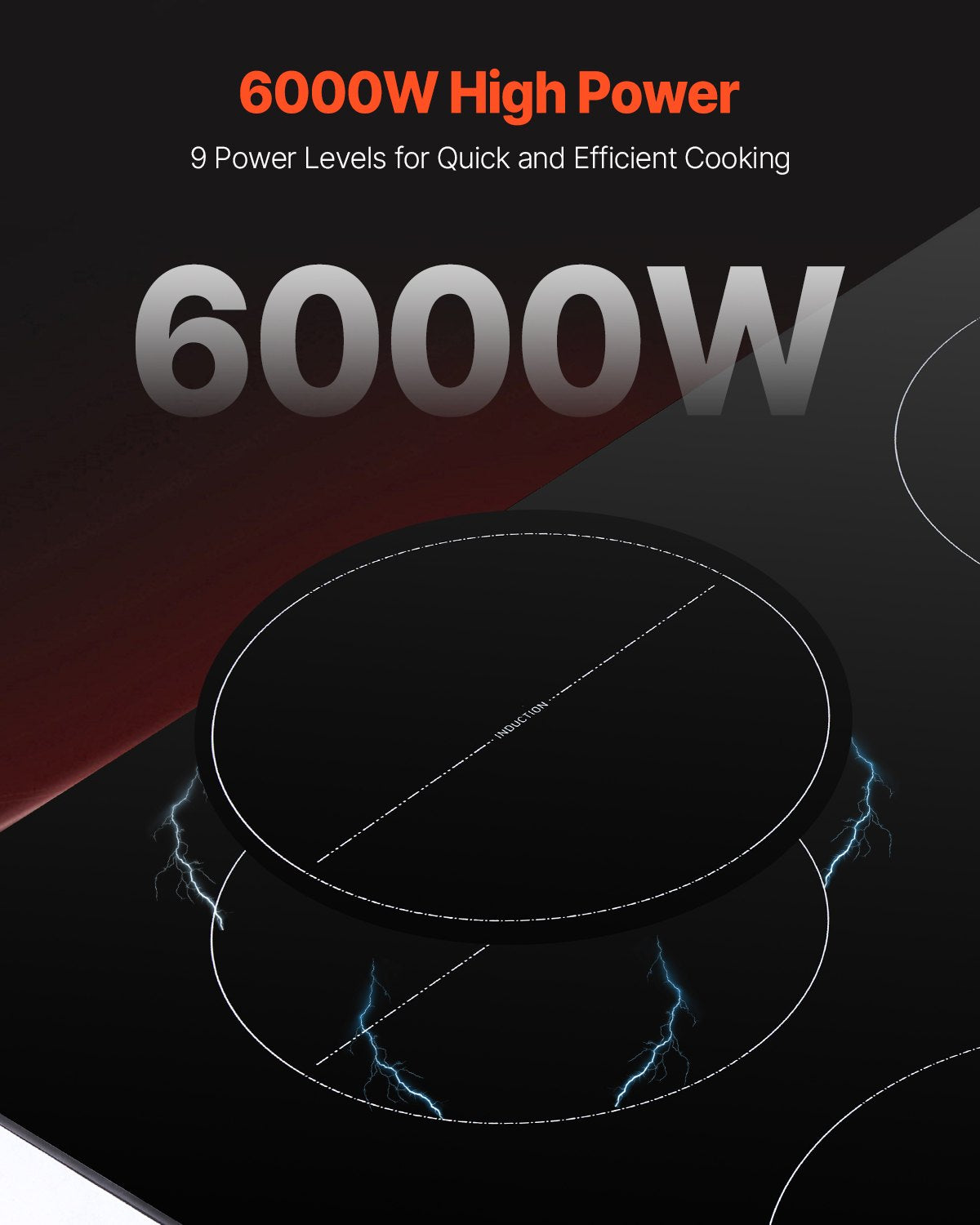 Induction Cooktop, 6000W Electric Countertop 4-Burner Touch Control Stove