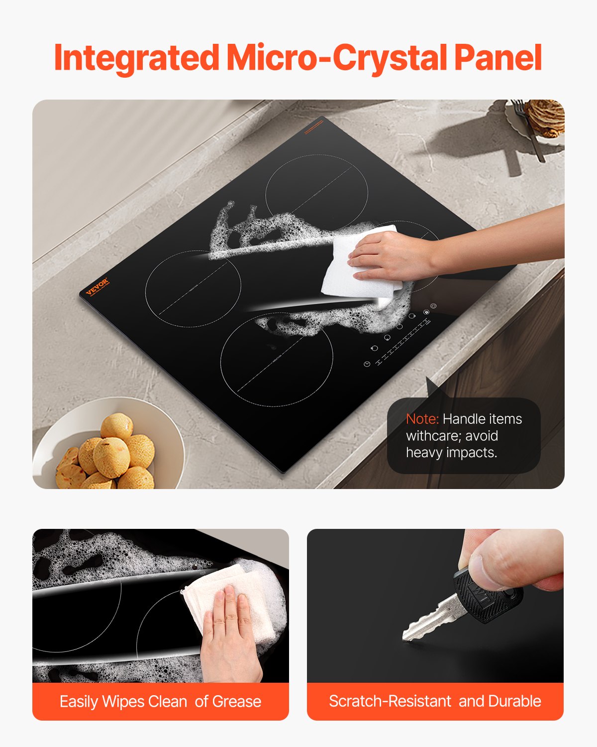 Induction Cooktop, 6000W Electric Countertop 4-Burner Touch Control Stove