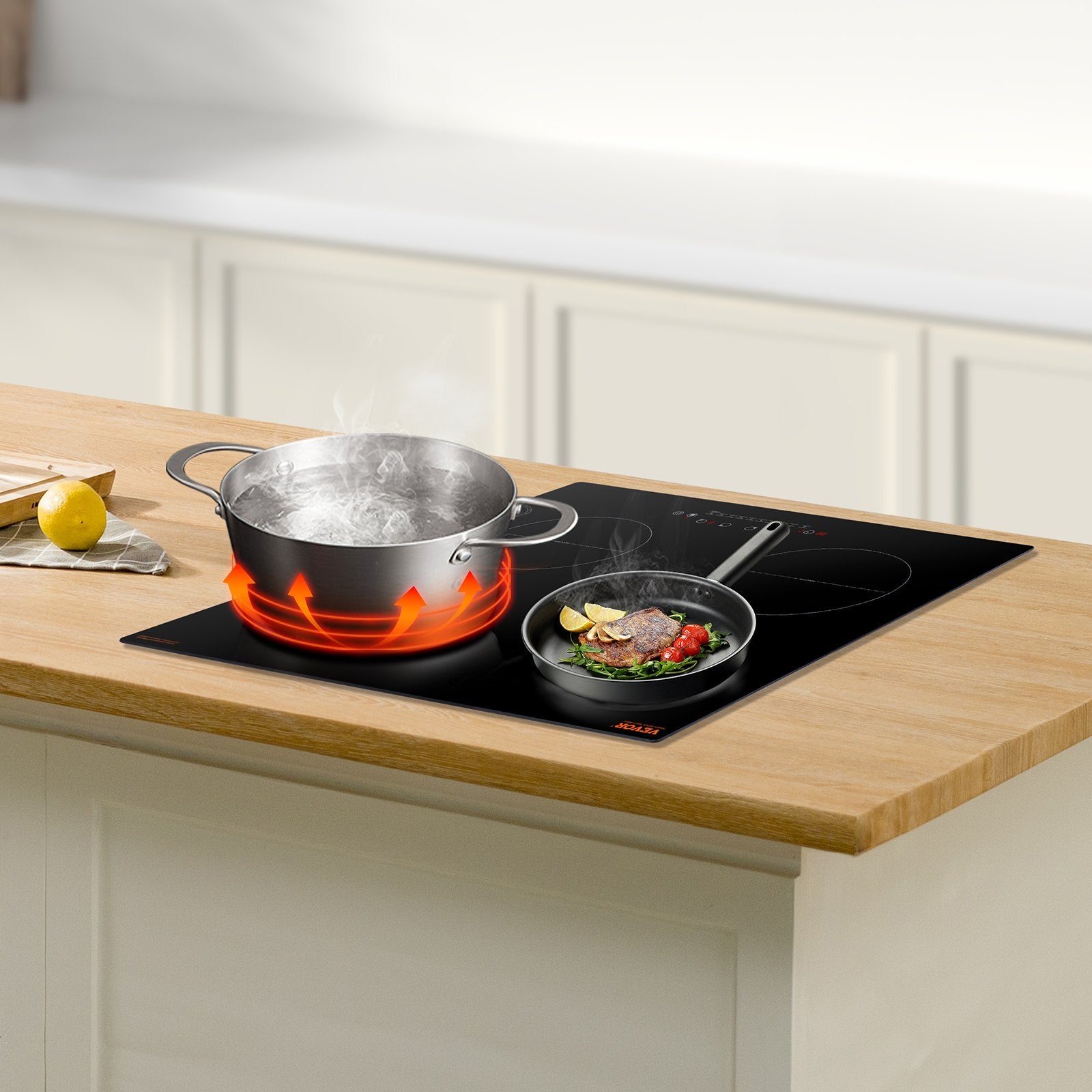 Induction Cooktop, 6000W Electric Countertop 4-Burner Touch Control Stove