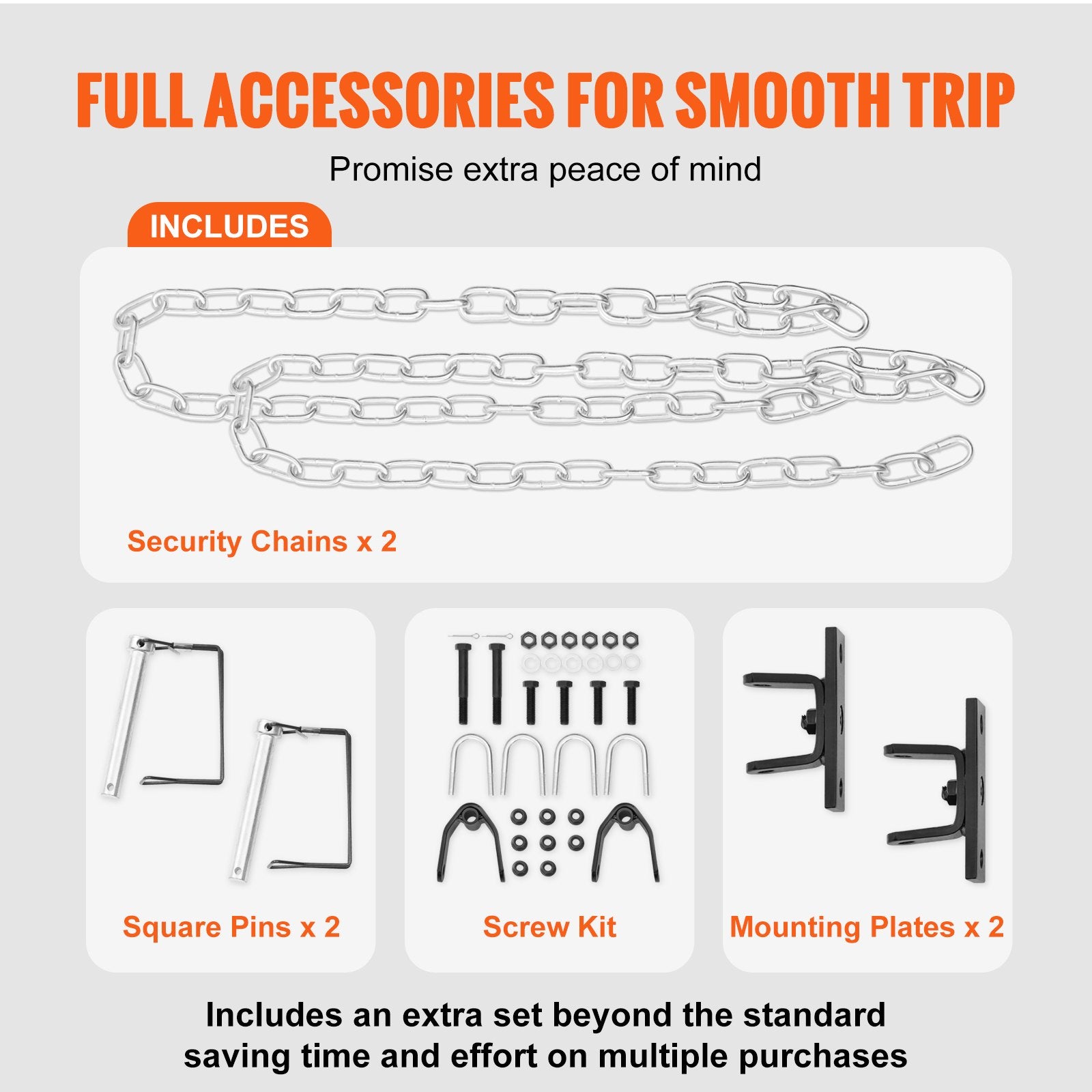 Tow Bar 2495kg Towing Capacity Alloy Steel Universal Bumper-Mounted with Chains