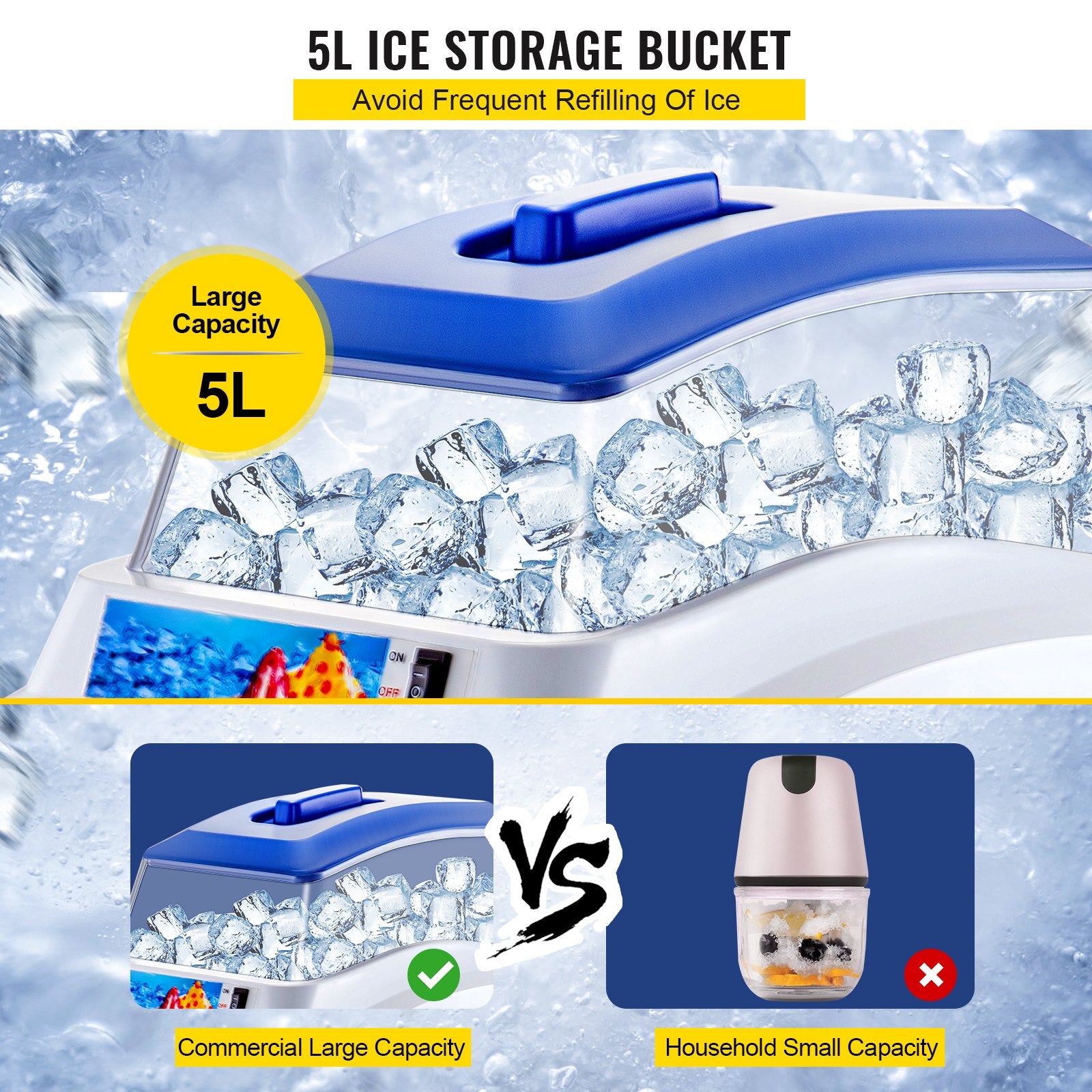 Ice Shaver Commercial 441LBS/H 11LBS Hopper 300W Electric Snow Cone Ice Maker
