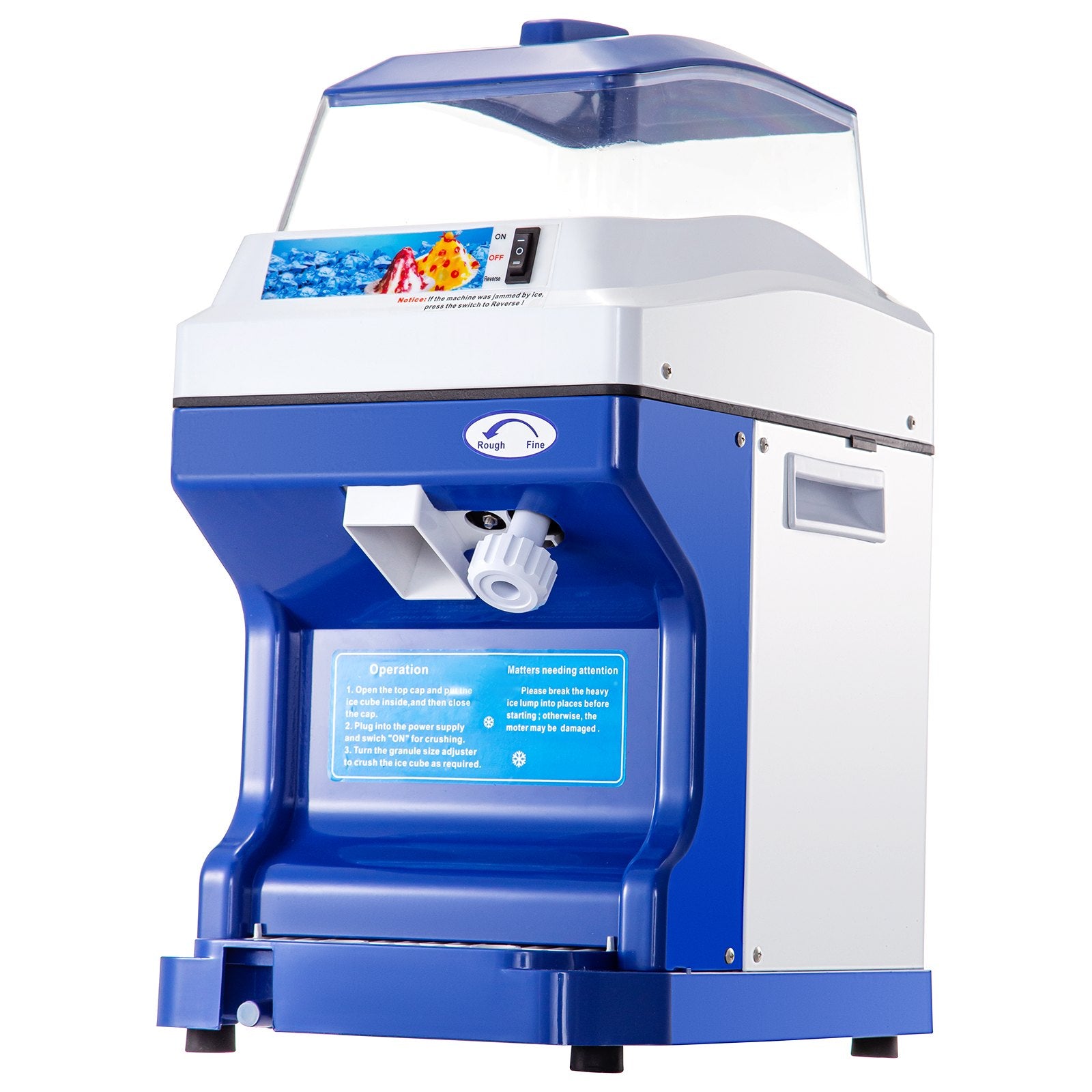 Ice Shaver Commercial 441LBS/H 11LBS Hopper 300W Electric Snow Cone Ice Maker