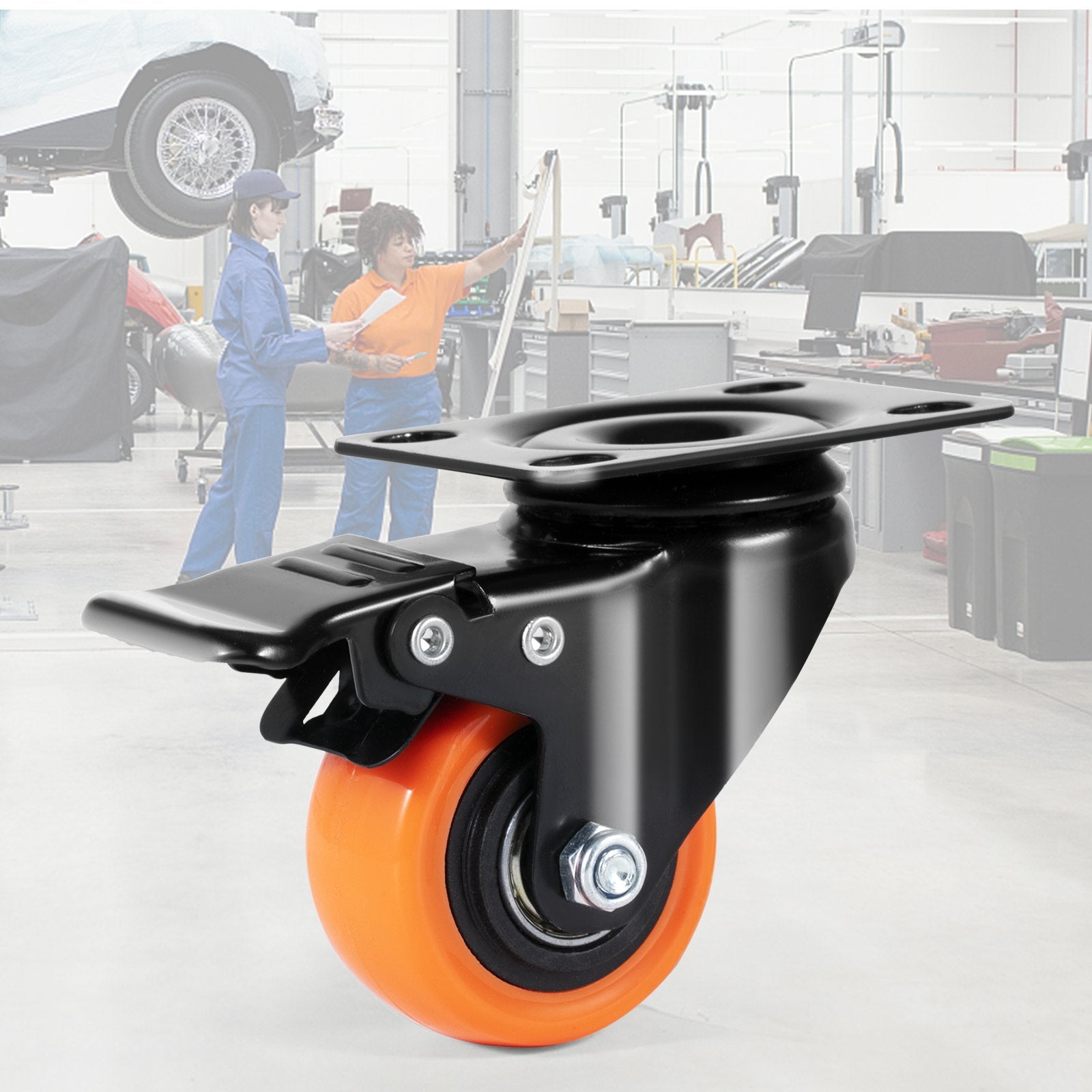 4PCS 50.8mm Swivel Caster Wheels, Dual Lock PVC, 68kg Load, Non-Marking