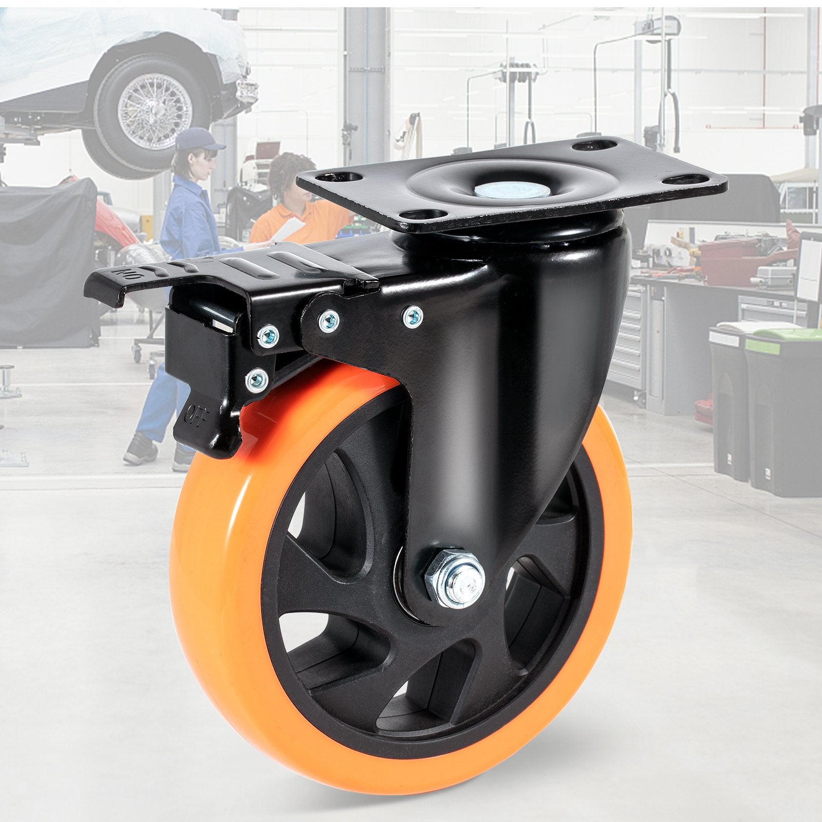 4PCS 127mm Swivel Caster Wheels, Dual Lock PVC, 204kg Load, Non-Marking